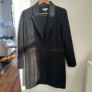 Waverly Grey Black Coat with Leather Accent Collar size Sm